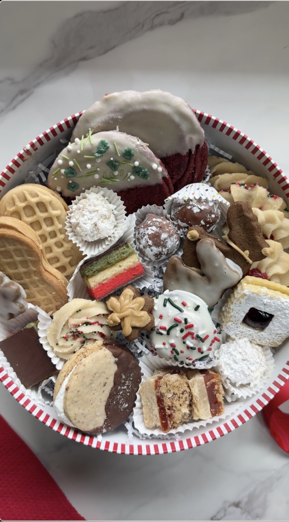 Christmas cookie box with assorted homemade cookies